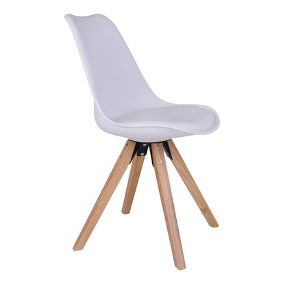 House Nordic ApS - Bergen Eetkamerstoel - PU-leer, gegoten plastic, rubberhout, wit - Set van 2 - Deco Delights