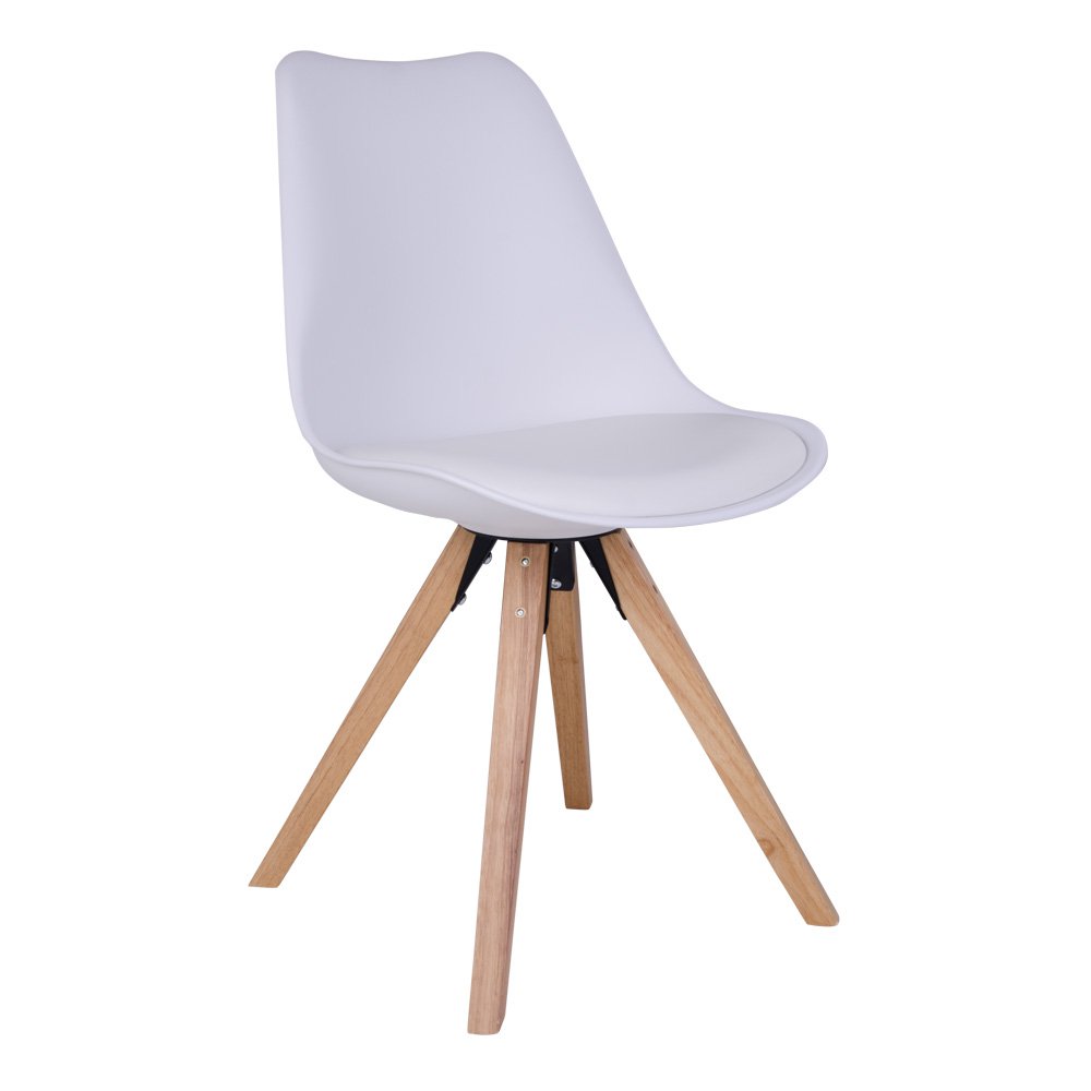 House Nordic ApS - Bergen Eetkamerstoel - PU-leer, gegoten plastic, rubberhout, wit - Set van 2 - Deco Delights