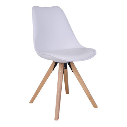 House Nordic ApS - Bergen Eetkamerstoel - PU-leer, gegoten plastic, rubberhout, wit - Set van 2 - Deco Delights