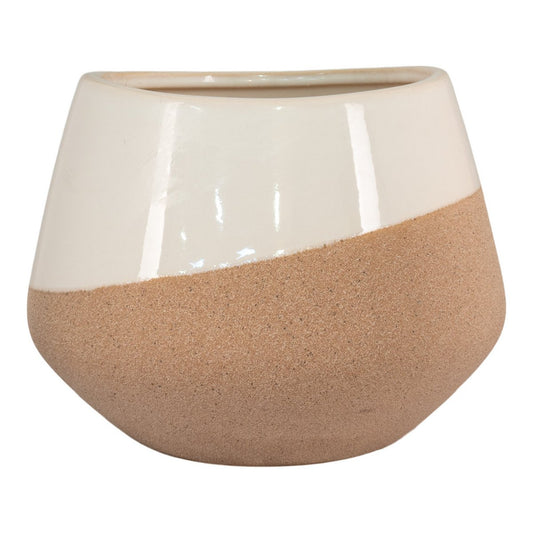House Nordic ApS - Bloempot - Bloempot in keramiek, beige/bruin, rond, Ø20,5x15 cm - Deco Delights