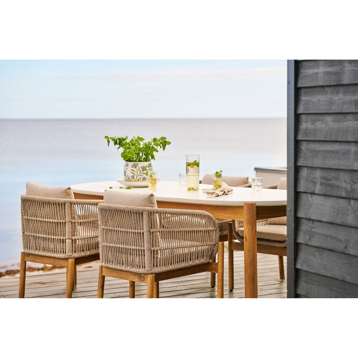 House Nordic ApS - Bloempot, keramiek, wit mix, ø22,5x17,5 cm - Deco Delights