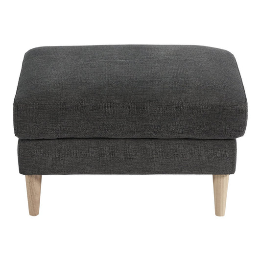 House Nordic ApS - Bologna Poef - Poef, donkergrijs met naturel houten poten, HN1045 - Deco Delights