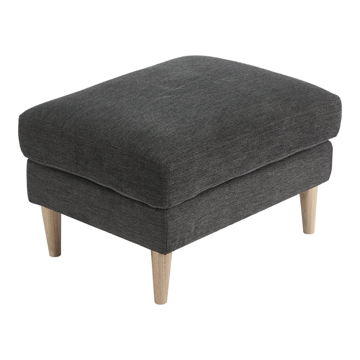 House Nordic ApS - Bologna Poef - Poef, donkergrijs met naturel houten poten, HN1045 - Deco Delights