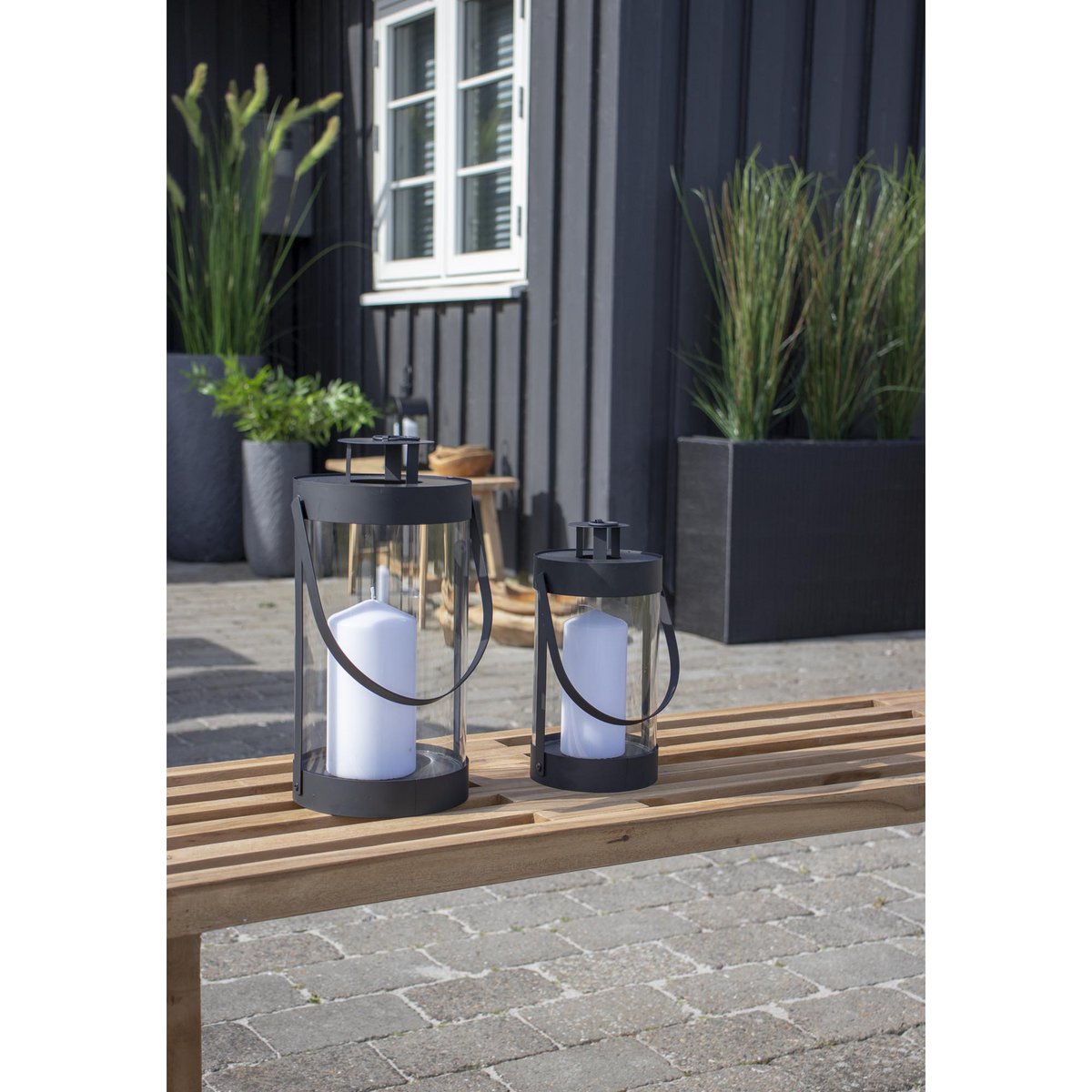 House Nordic ApS - Bondi-lantaarns - Zwart, staal/glas - Set van 2 - Deco Delights