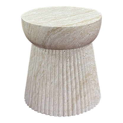 House Nordic ApS - Bonn Bijzettafel - Natuurlijk, Fiberclay met groefontwerp, ø37x43 cm - Deco Delights