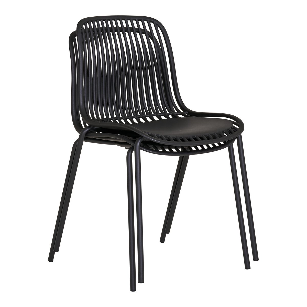 House Nordic ApS - Branson Garden Chair - Zwart, stapelbaar, 55x46,5x82 cm - set van 4 - Deco Delights