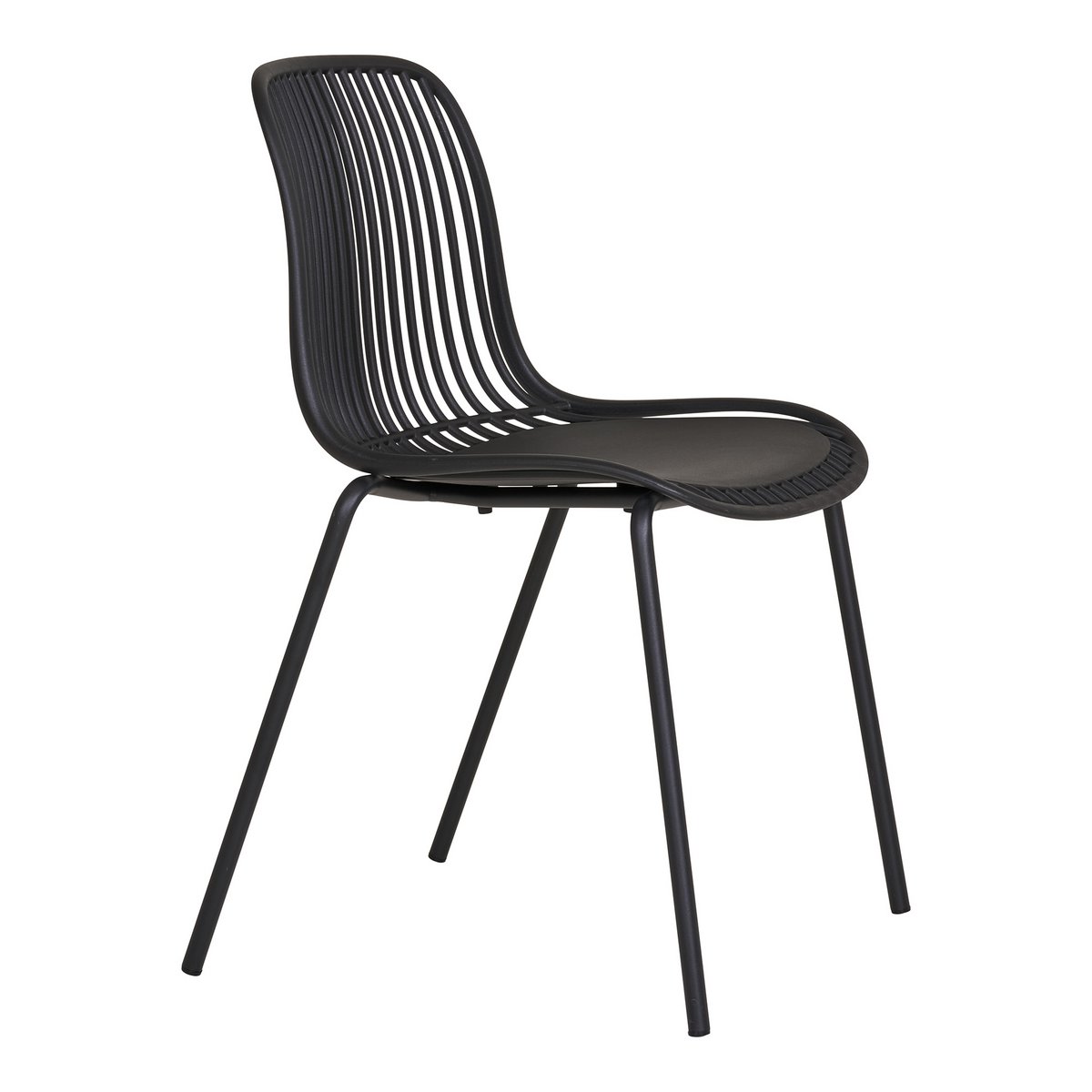 House Nordic ApS - Branson Garden Chair - Zwart, stapelbaar, 55x46,5x82 cm - set van 4 - Deco Delights