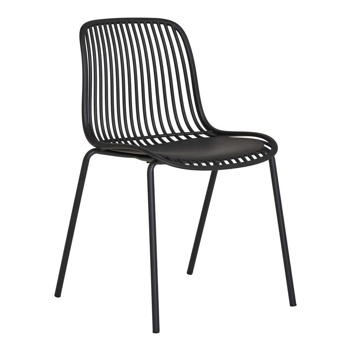 House Nordic ApS - Branson Garden Chair - Zwart, stapelbaar, 55x46,5x82 cm - set van 4 - Deco Delights
