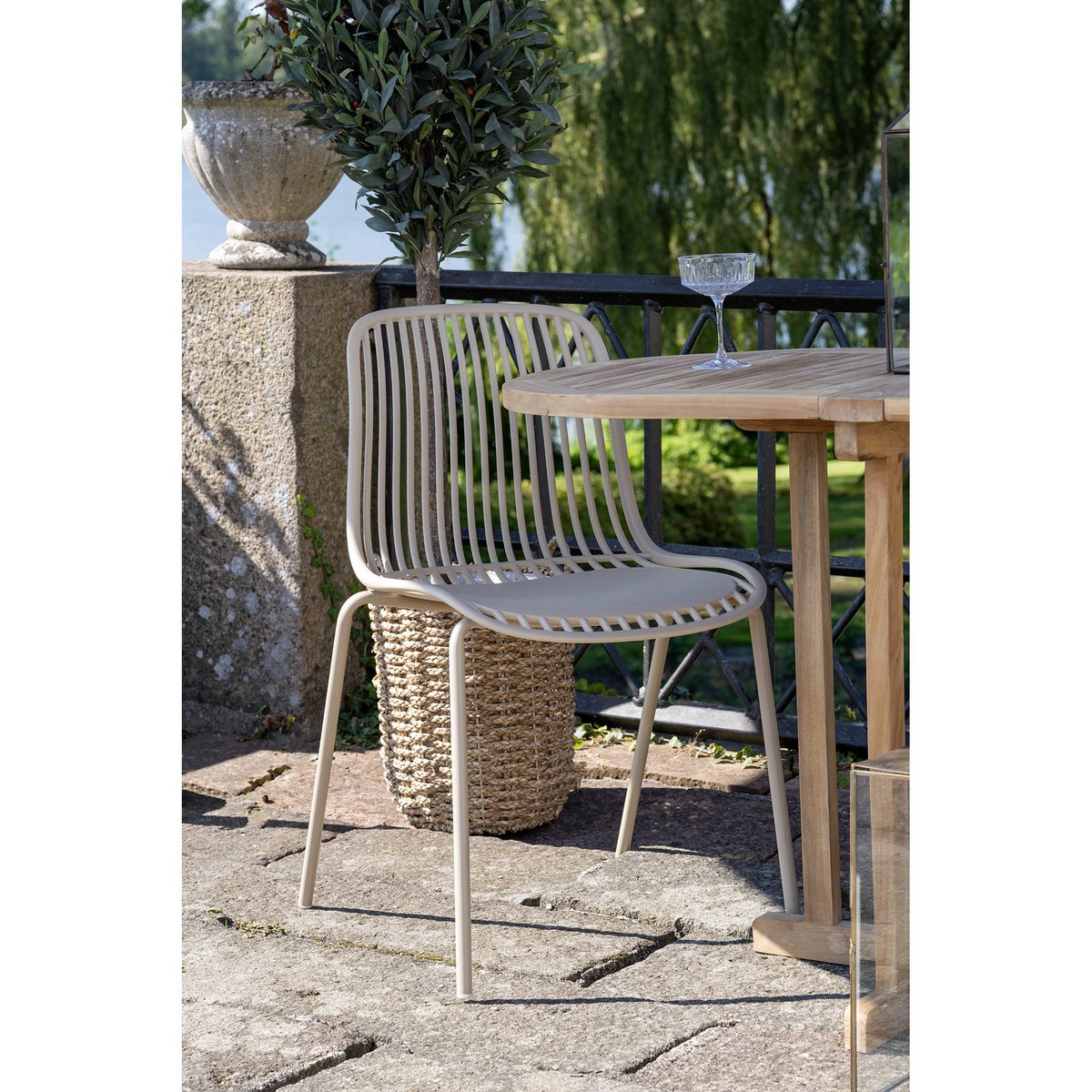 House Nordic ApS - Branson Garden stoel - zand, stapelbaar, 55x46,5x82 cm - set van 4 - Deco Delights
