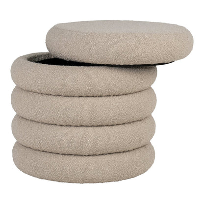 House Nordic ApS - Brooklyn Poef - MDF, Grenenhout, Schuim, Polyester, Beige - Ø44x44 cm - Deco Delights