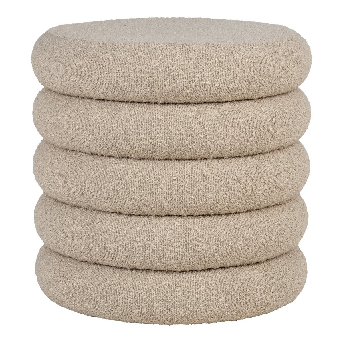 House Nordic ApS - Brooklyn Poef - MDF, Grenenhout, Schuim, Polyester, Beige - Ø44x44 cm - Deco Delights