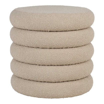 House Nordic ApS - Brooklyn Poef - MDF, Grenenhout, Schuim, Polyester, Beige - Ø44x44 cm - Deco Delights