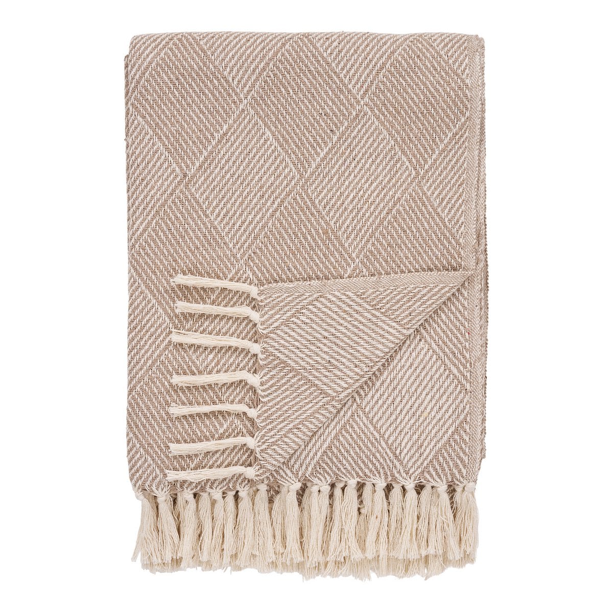 House Nordic ApS - Bursa Plaid - Taupe/Beige, Katoen, Polyester, 130x180 cm - Deco Delights