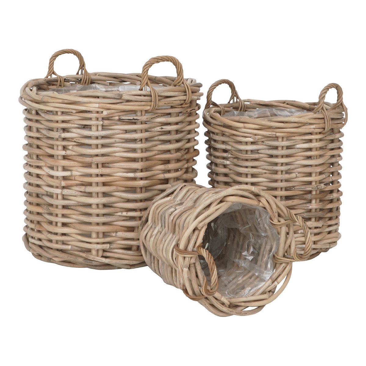 House Nordic ApS - Burton Baskets, kubu rotan, natuur, set van 3 - Deco Delights