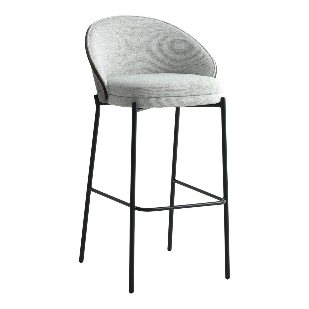 House Nordic ApS - Canelas Bar Chair - Barstoel, lichtgrijs met donkerbruine rugleuning en zwarte poten - Set van 2 - Deco Delights