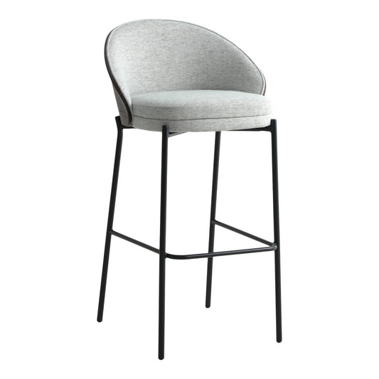 House Nordic ApS - Canelas Bar Chair - Barstoel, lichtgrijs met donkerbruine rugleuning en zwarte poten - Set van 2 - Deco Delights