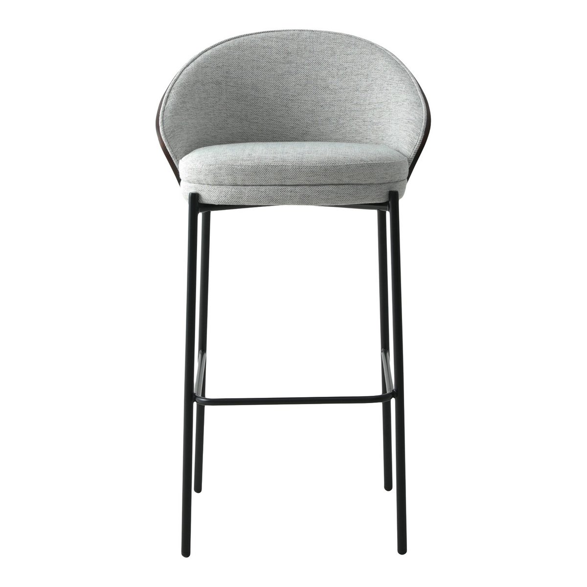 House Nordic ApS - Canelas Bar Chair - Barstoel, lichtgrijs met donkerbruine rugleuning en zwarte poten - Set van 2 - Deco Delights