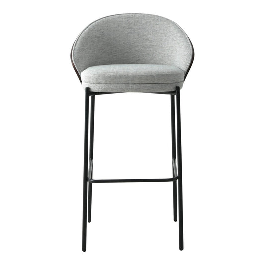 House Nordic ApS - Canelas Bar Chair - Barstoel, lichtgrijs met donkerbruine rugleuning en zwarte poten - Set van 2 - Deco Delights