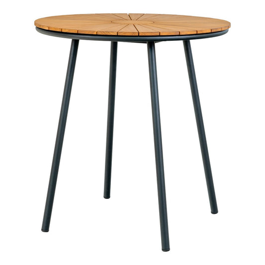 House Nordic ApS - Cleveland Café Table - Café Table, teak tafelblad, naturel, zwarte poten, ø70x74 cm - Deco Delights