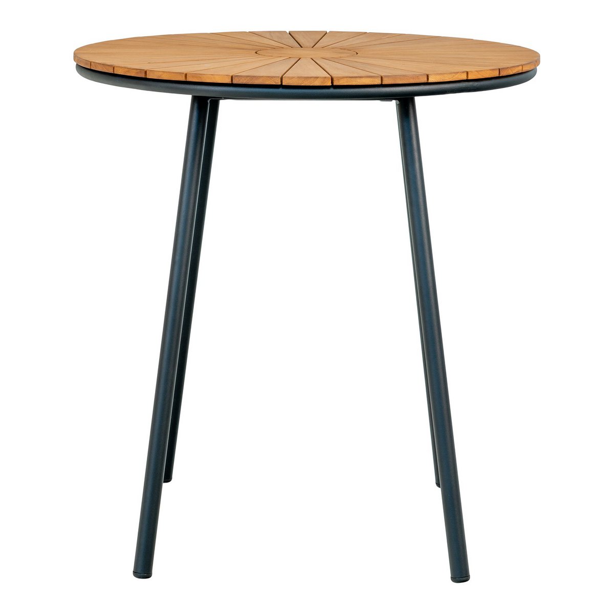 House Nordic ApS - Cleveland Café Table - Café Table, teak tafelblad, naturel, zwarte poten, ø70x74 cm - Deco Delights