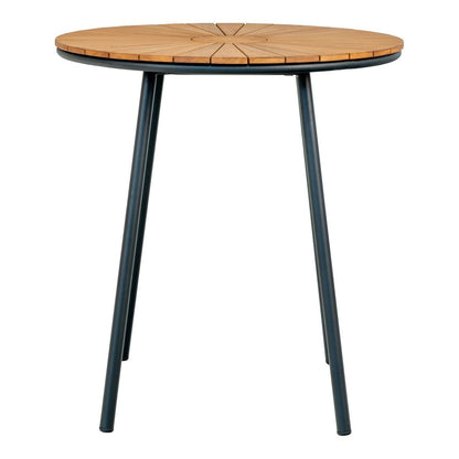 House Nordic ApS - Cleveland Café Table - Café Table, teak tafelblad, naturel, zwarte poten, ø70x74 cm - Deco Delights
