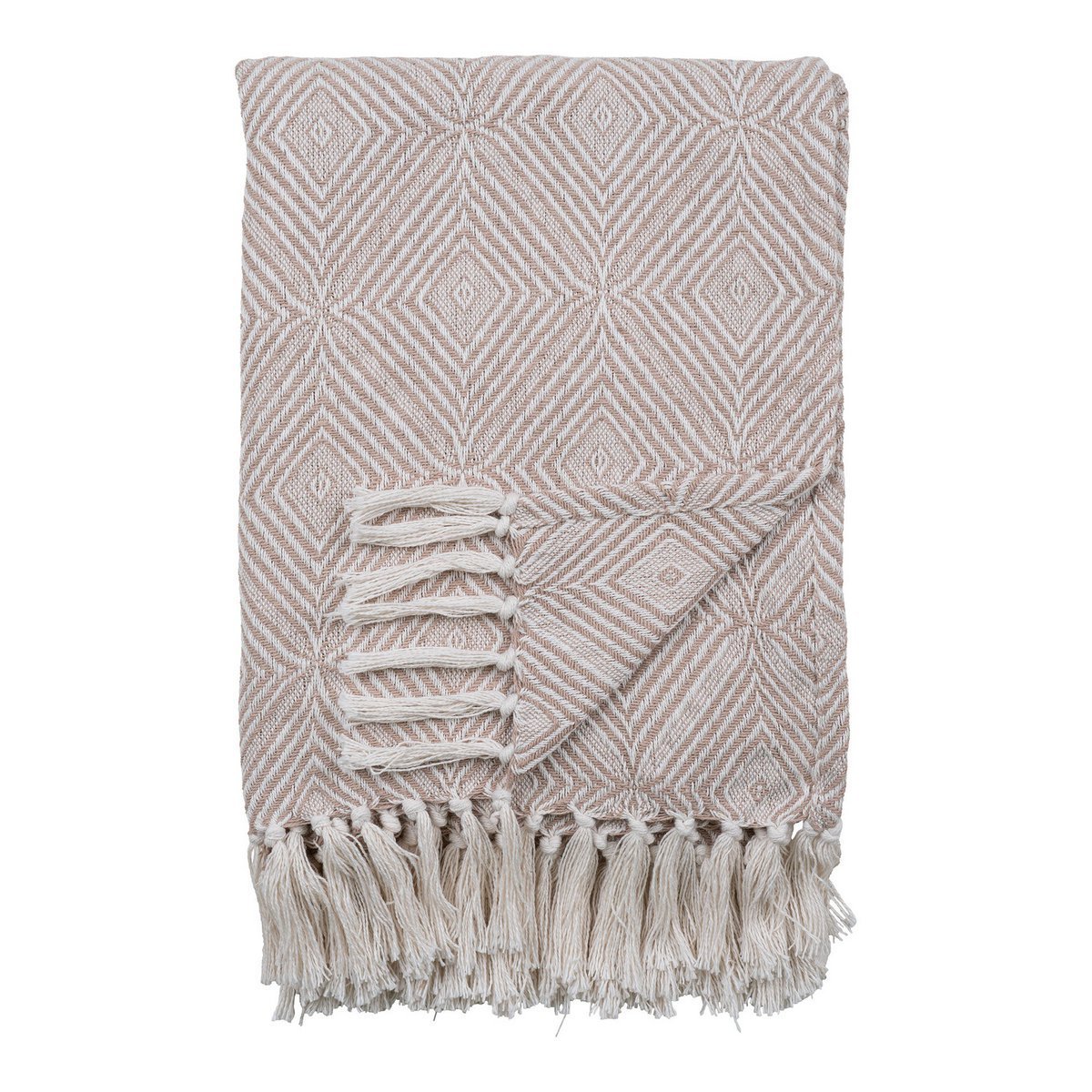 House Nordic ApS - Cort Plaid - Plaid van katoen, ivoor/beige, ontwerp B, 130x160 cm - Deco Delights