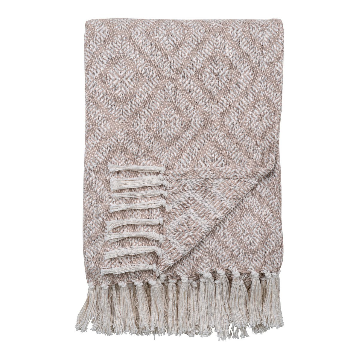 House Nordic ApS - Cort Plaid - Plaid van katoen, ivoor/beige, ontwerp D, 130x160 cm - Deco Delights