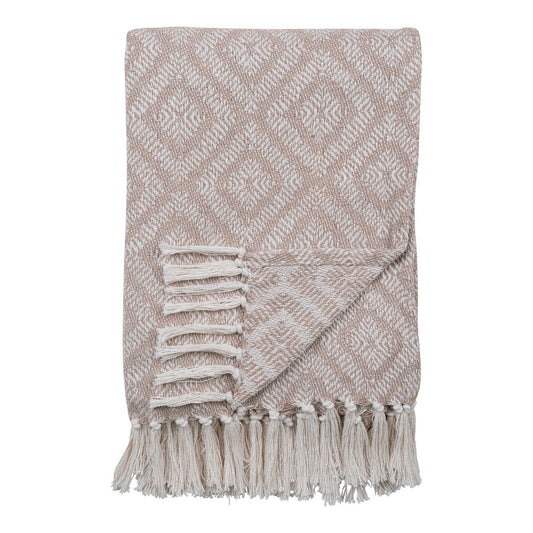 House Nordic ApS - Cort Plaid - Plaid van katoen, ivoor/beige, ontwerp D, 130x160 cm - Deco Delights