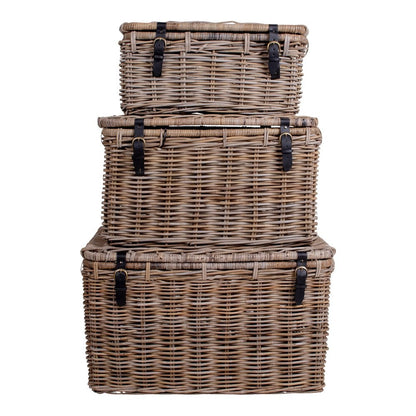 House Nordic ApS - Depok Opbergkoffer - Grijs, Kubu Rotan - Set van 3 - Deco Delights