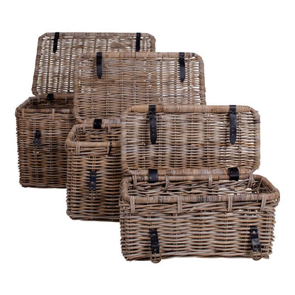 House Nordic ApS - Depok Opbergkoffer - Grijs, Kubu Rotan - Set van 3 - Deco Delights