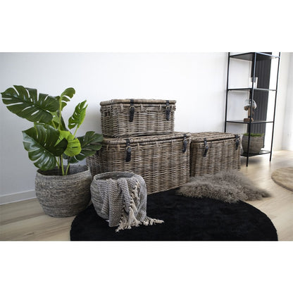 House Nordic ApS - Depok Opbergkoffer - Grijs, Kubu Rotan - Set van 3 - Deco Delights