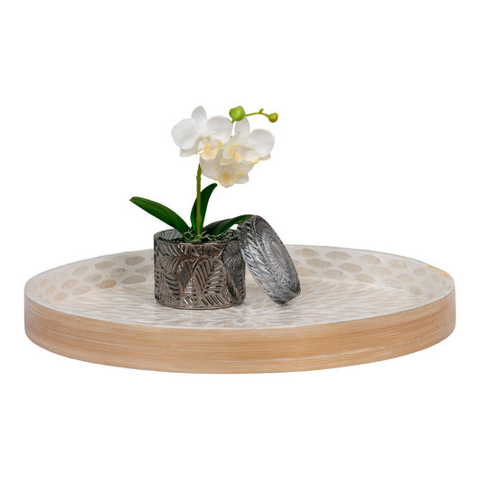 House Nordic ApS - Dienblad - Dienblad, bamboe/capiz, beige, 40x40x3,5 cm - Deco Delights
