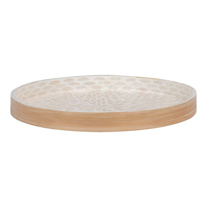 House Nordic ApS - Dienblad - Dienblad, bamboe/capiz, beige, 40x40x3,5 cm - Deco Delights