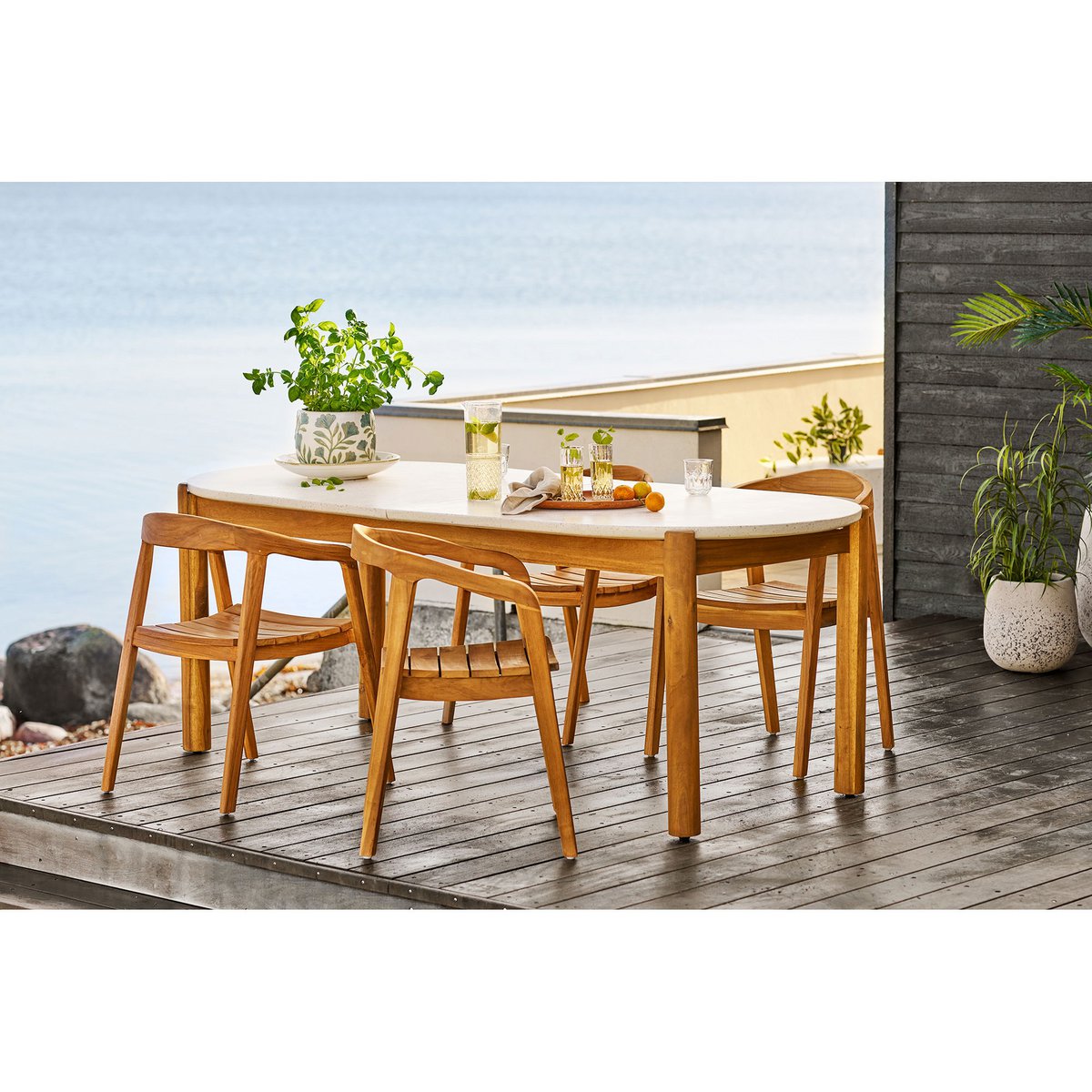 House Nordic ApS - Dienblad, keramiek, wit mix, ø35,5x5 cm - Deco Delights
