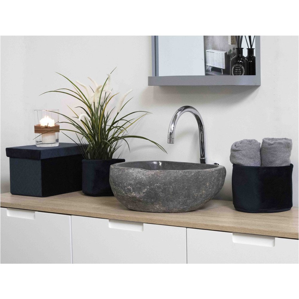 House Nordic ApS - Donau Riverstone Waskom - Natuursteen, 40x35x15cm - Deco Delights