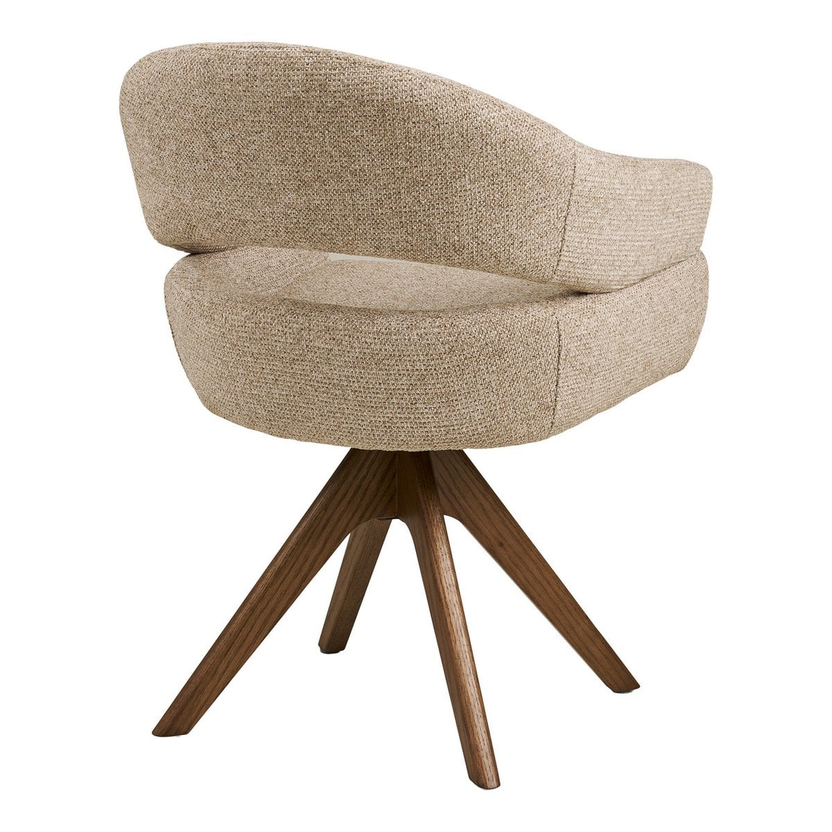 House Nordic ApS - Dover Eetkamerstoel met draaibare, zandgemêleerde, bruin eikenhouten poten, HN1317 - Deco Delights