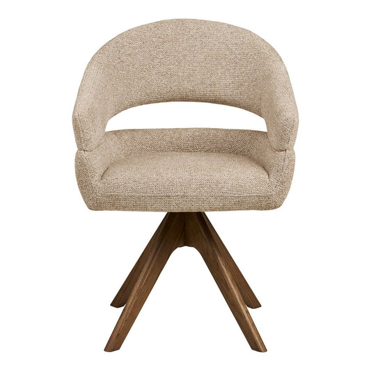 House Nordic ApS - Dover Eetkamerstoel met draaibare, zandgemêleerde, bruin eikenhouten poten, HN1317 - Deco Delights