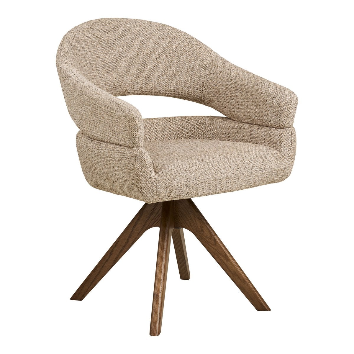 House Nordic ApS - Dover Eetkamerstoel met draaibare, zandgemêleerde, bruin eikenhouten poten, HN1317 - Deco Delights