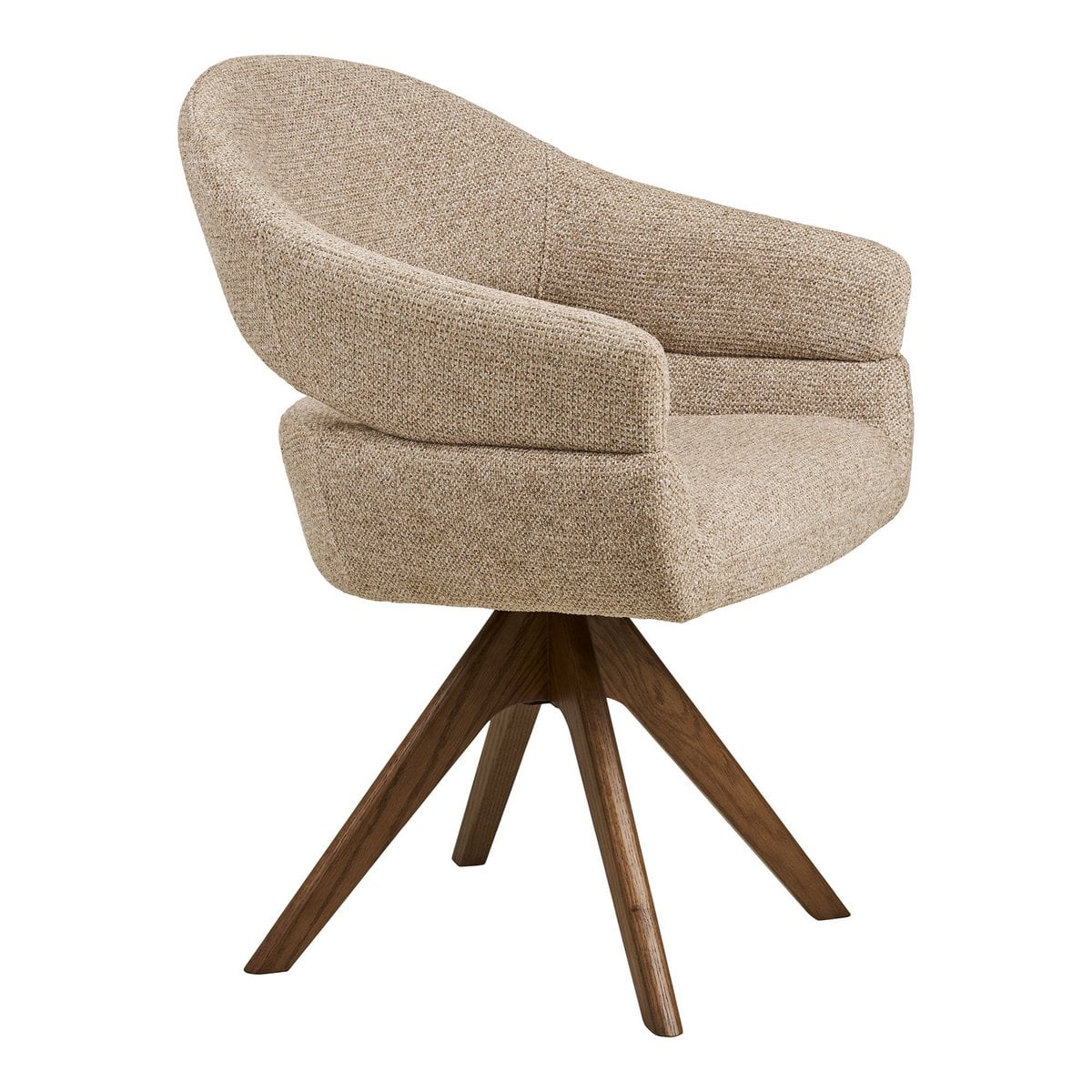 House Nordic ApS - Dover Eetkamerstoel met draaibare, zandgemêleerde, bruin eikenhouten poten, HN1317 - Deco Delights
