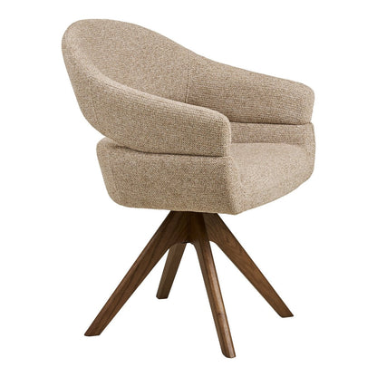 House Nordic ApS - Dover Eetkamerstoel met draaibare, zandgemêleerde, bruin eikenhouten poten, HN1317 - Deco Delights