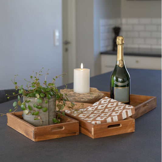 House Nordic ApS - Faro Dienblad - Teak, Natuur, Set van 3 - Deco Delights