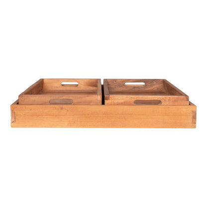 House Nordic ApS - Faro Dienblad - Teak, Natuur, Set van 3 - Deco Delights