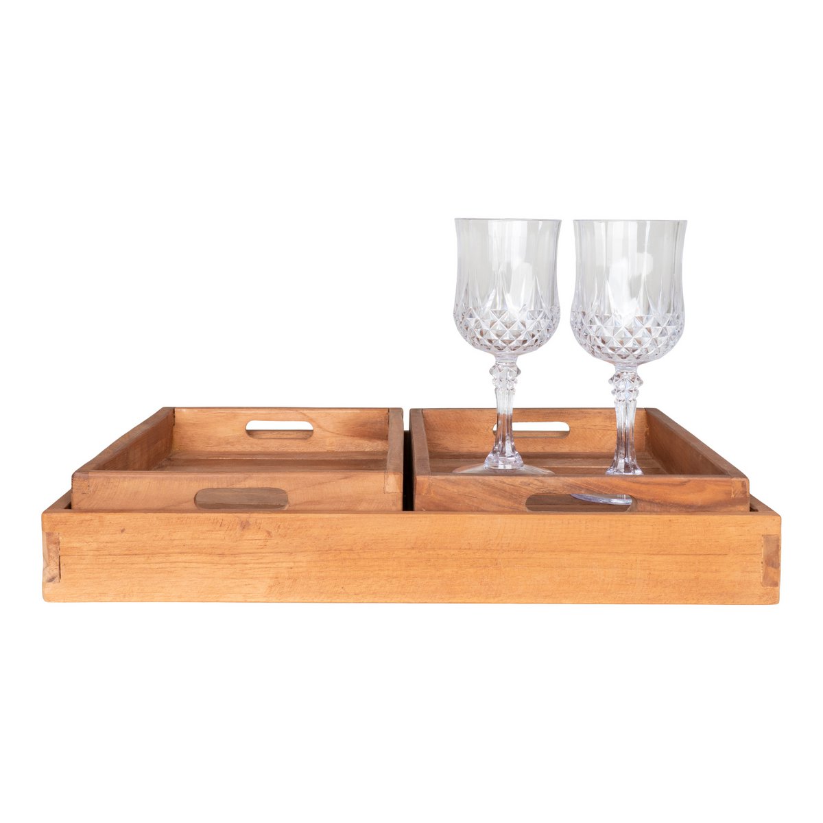 House Nordic ApS - Faro Dienblad - Teak, Natuur, Set van 3 - Deco Delights