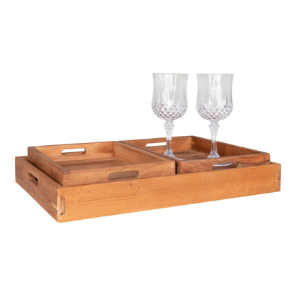 House Nordic ApS - Faro Dienblad - Teak, Natuur, Set van 3 - Deco Delights