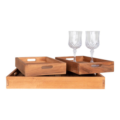 House Nordic ApS - Faro Dienblad - Teak, Natuur, Set van 3 - Deco Delights
