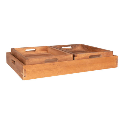 House Nordic ApS - Faro Dienblad - Teak, Natuur, Set van 3 - Deco Delights