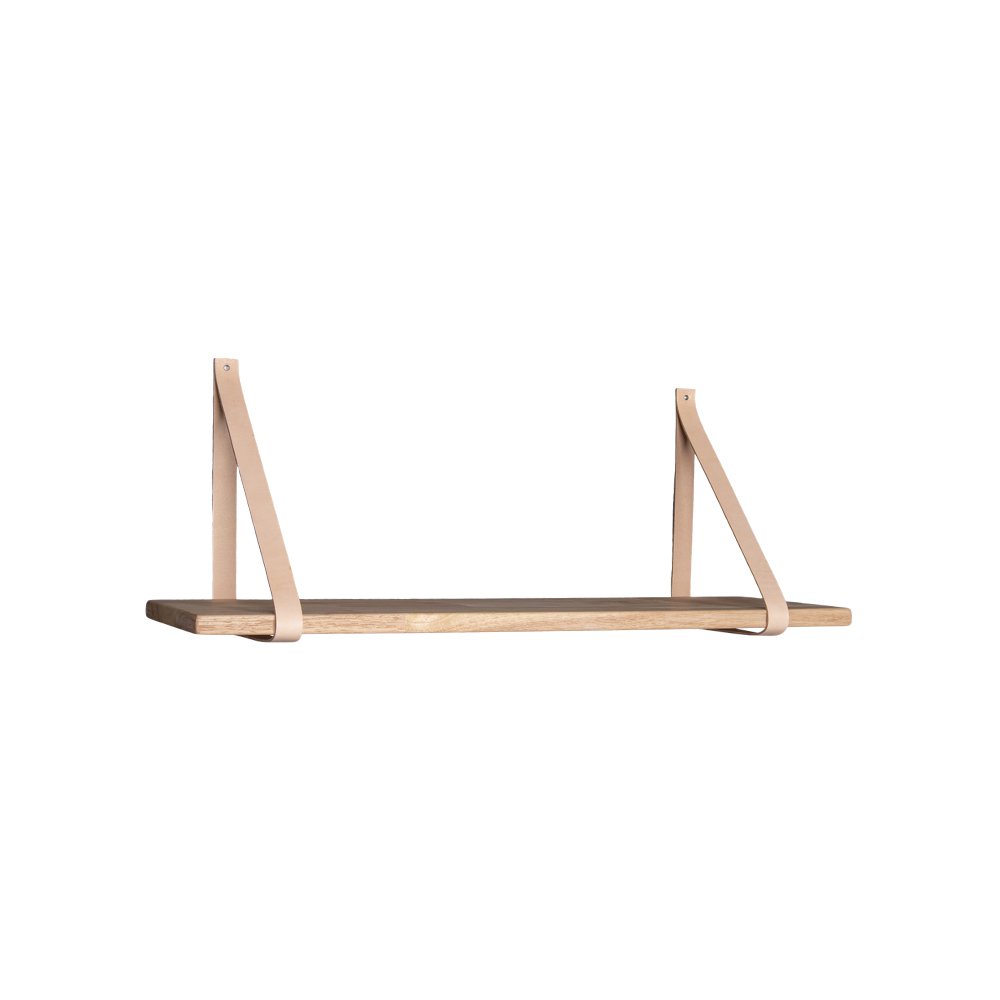 House Nordic ApS - Forno Plank - Natuurlijk, Rubberhout/Leer, 80x20x2 cm - Deco Delights
