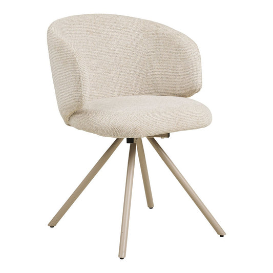 House Nordic ApS - Fulham Eetkamerstoel met draaiknop, zand, zand poten, HN1320 - Set van 2 - Deco Delights
