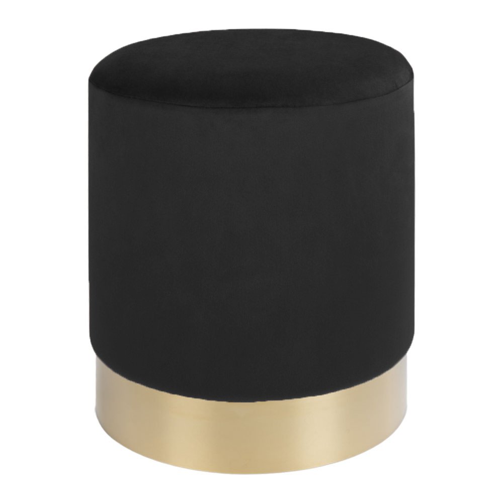 House Nordic ApS - Gamby Poef - Fluweel, Staal, Zwart - Ø34x43 cm - Deco Delights