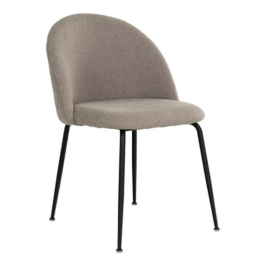 House Nordic ApS - Geneve Dining Chair - Eetkamerstoel, steen met zwarte poten, HN1231 - set van 2 - Deco Delights